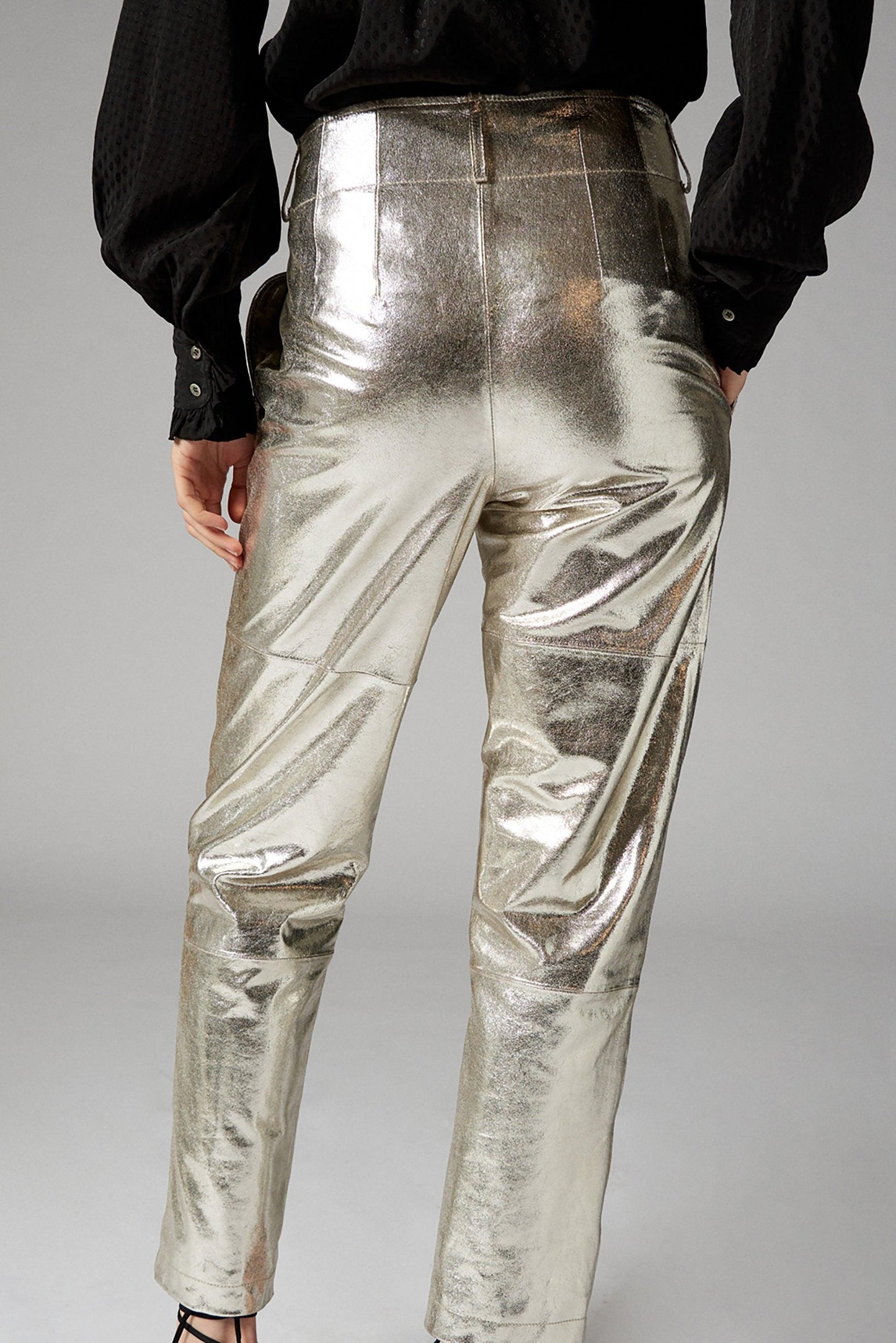 Dorina Silver Leather Pants