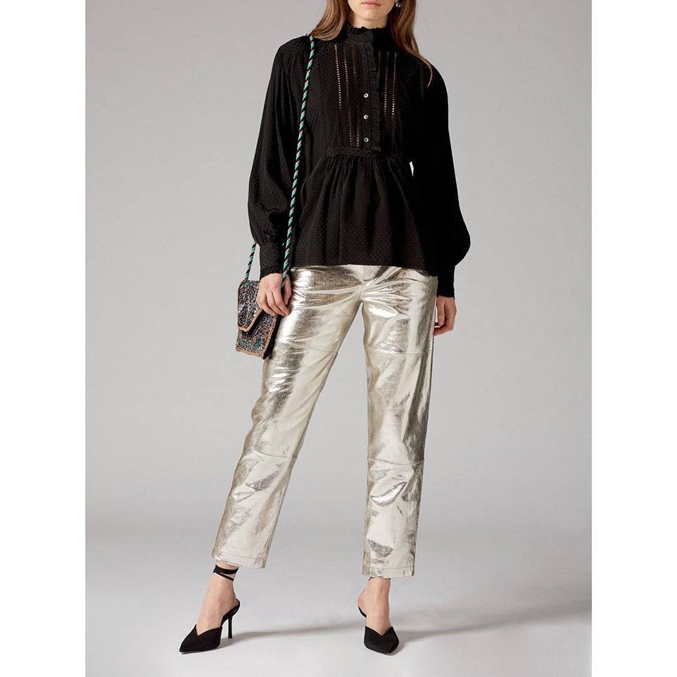 Dorina Silver Leather Pants