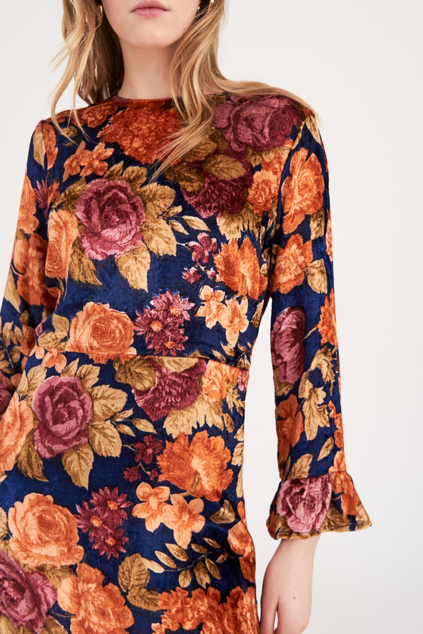 Camino Floral Print Dress - Navy Blue