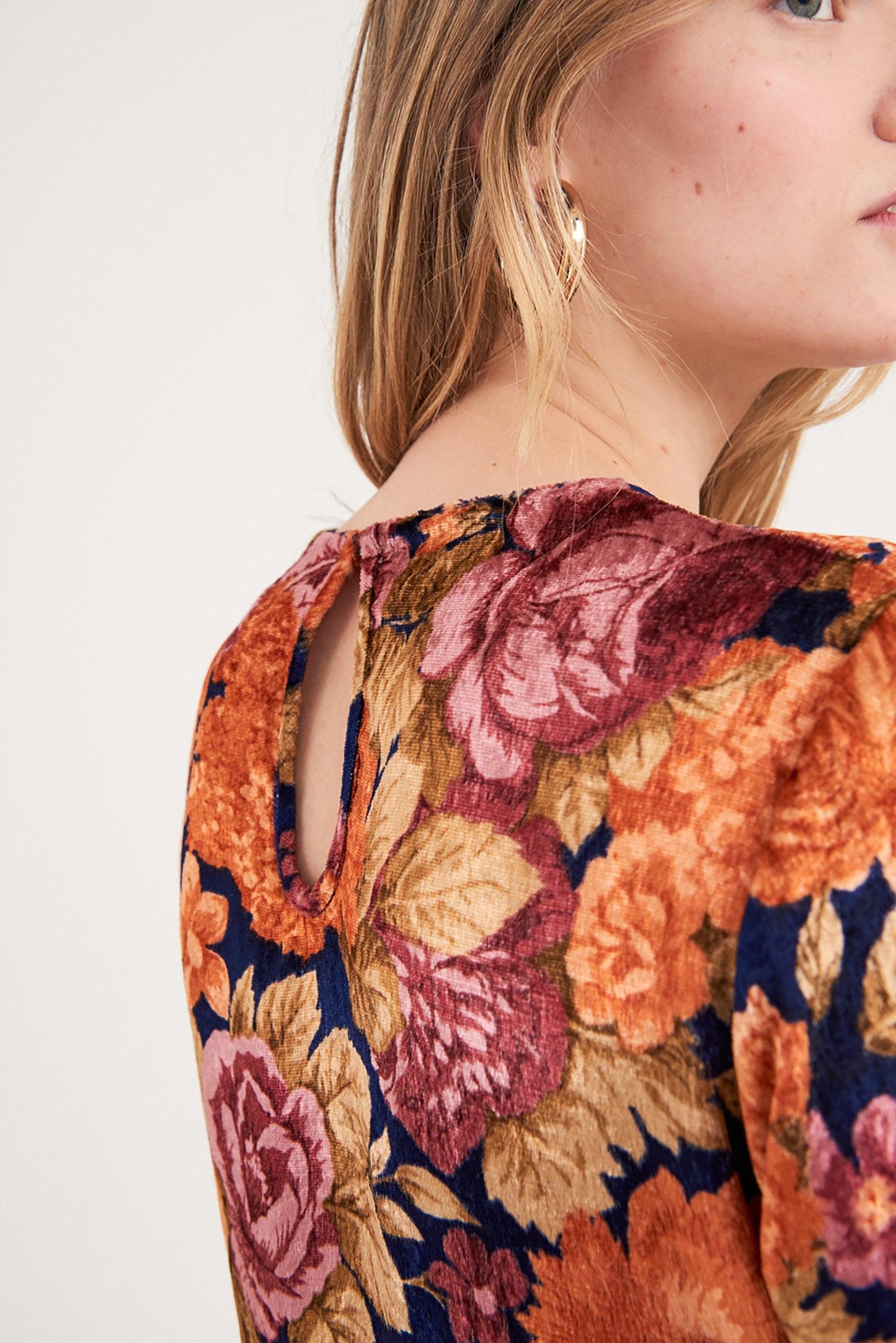 Camino Floral Print Dress - Navy Blue