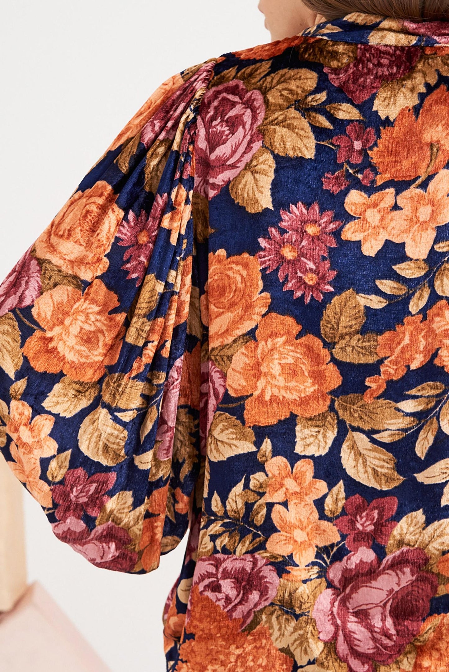 Camino Floral Print Blouse - Navy Blue