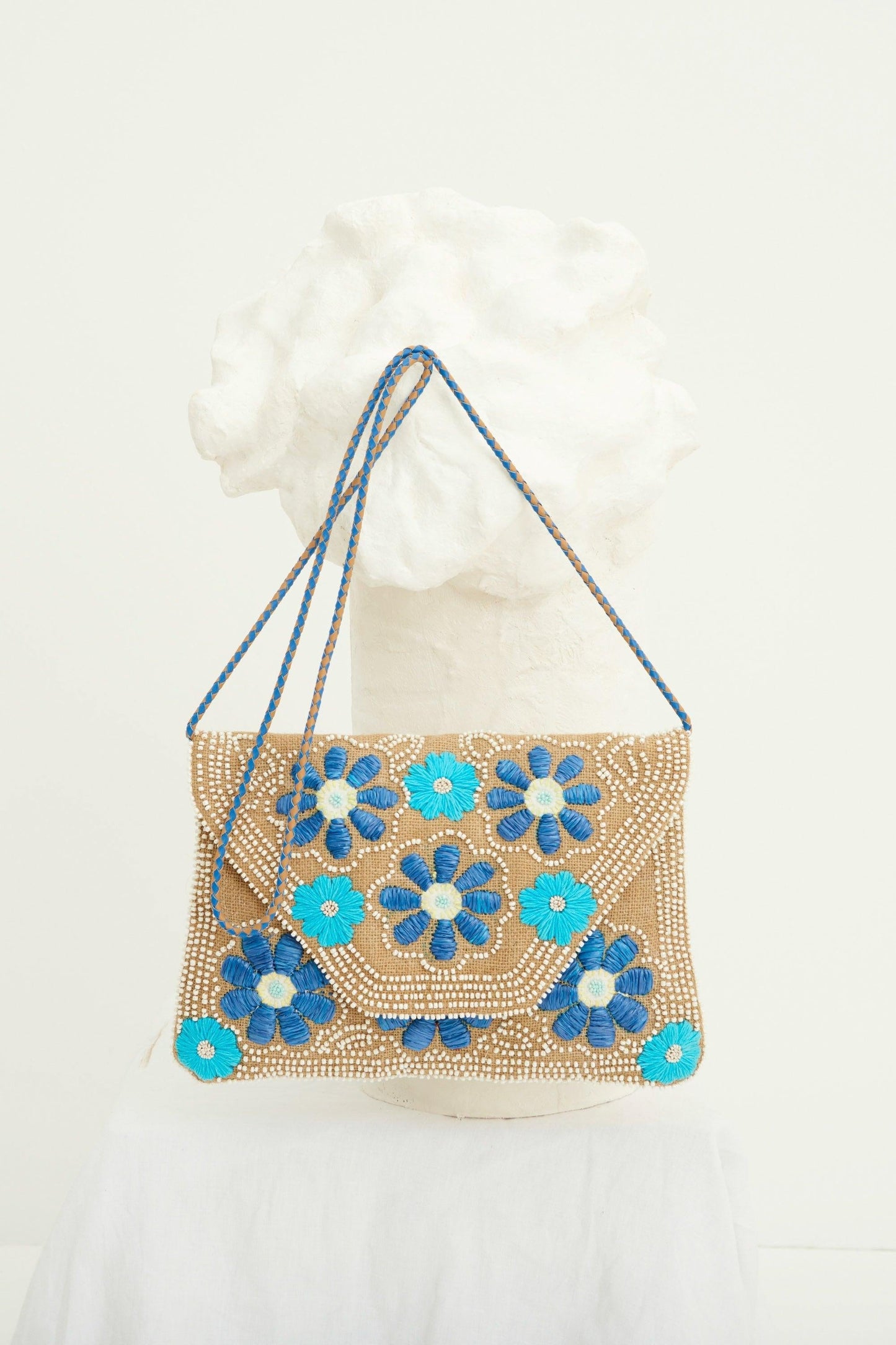 Cartera de mano bordada Yuke - Azul