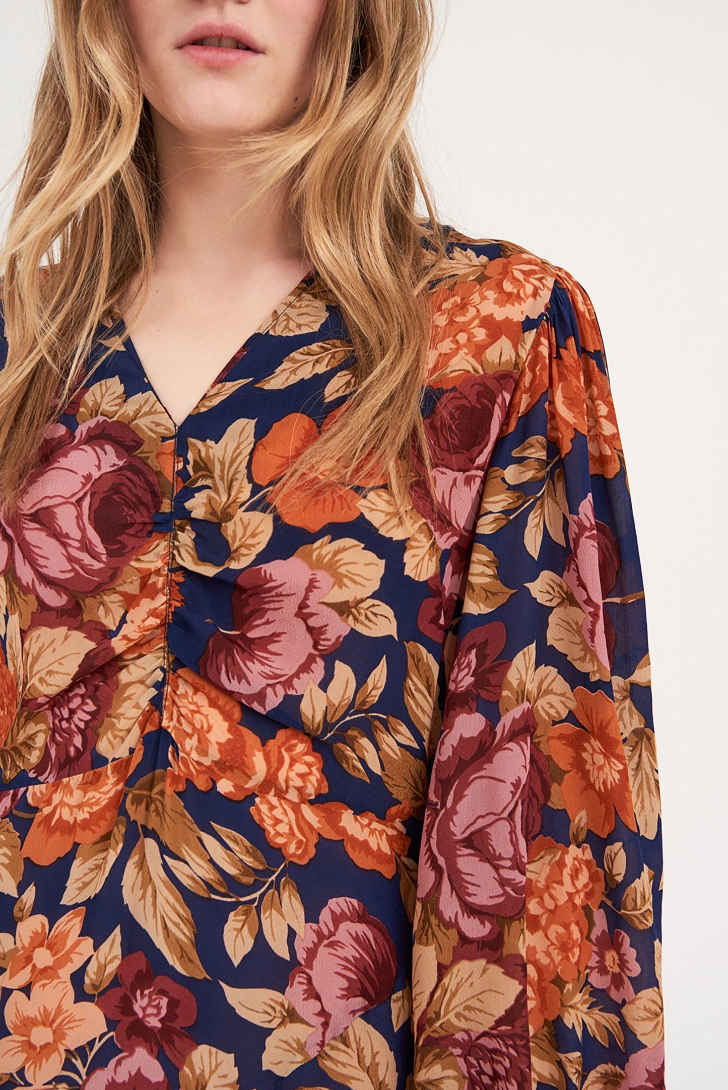 Camille Floral Print Maxi Dress - Navy Blue