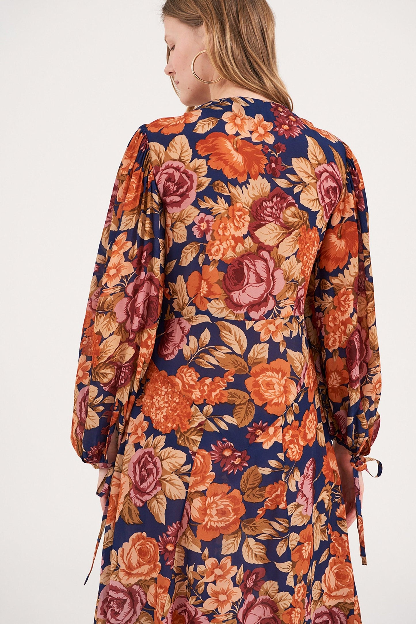 Camille Floral Print Maxi Dress - Navy Blue