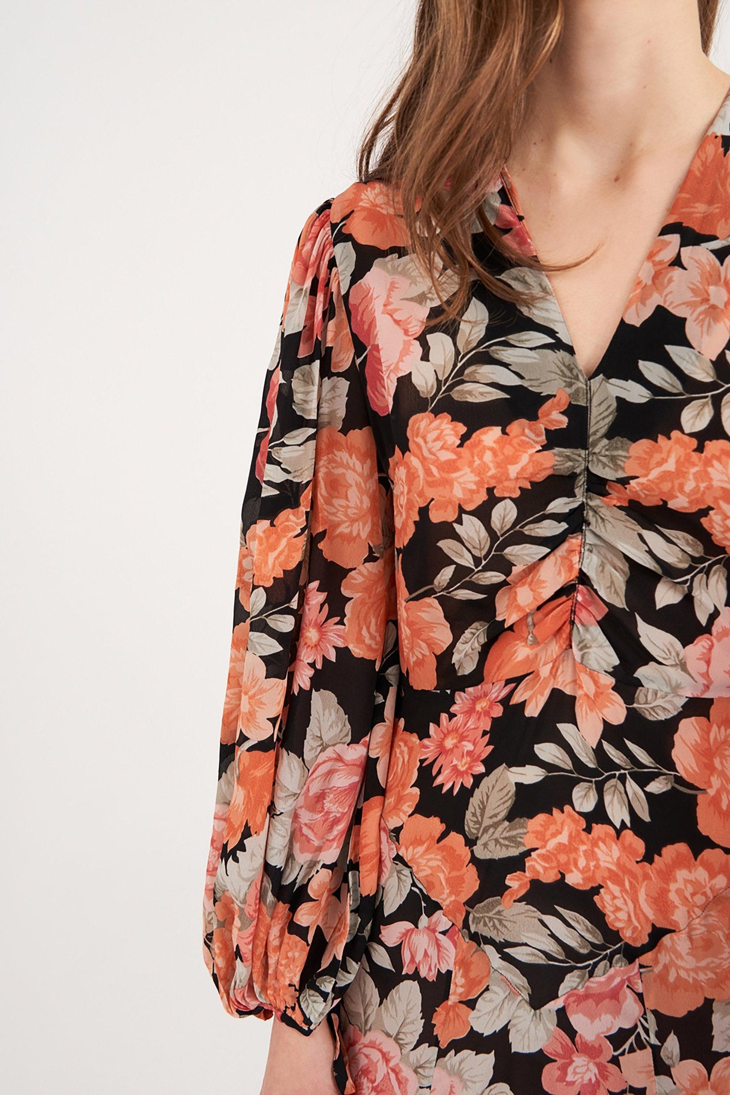 Camille Floral Print Maxi Dress - Black