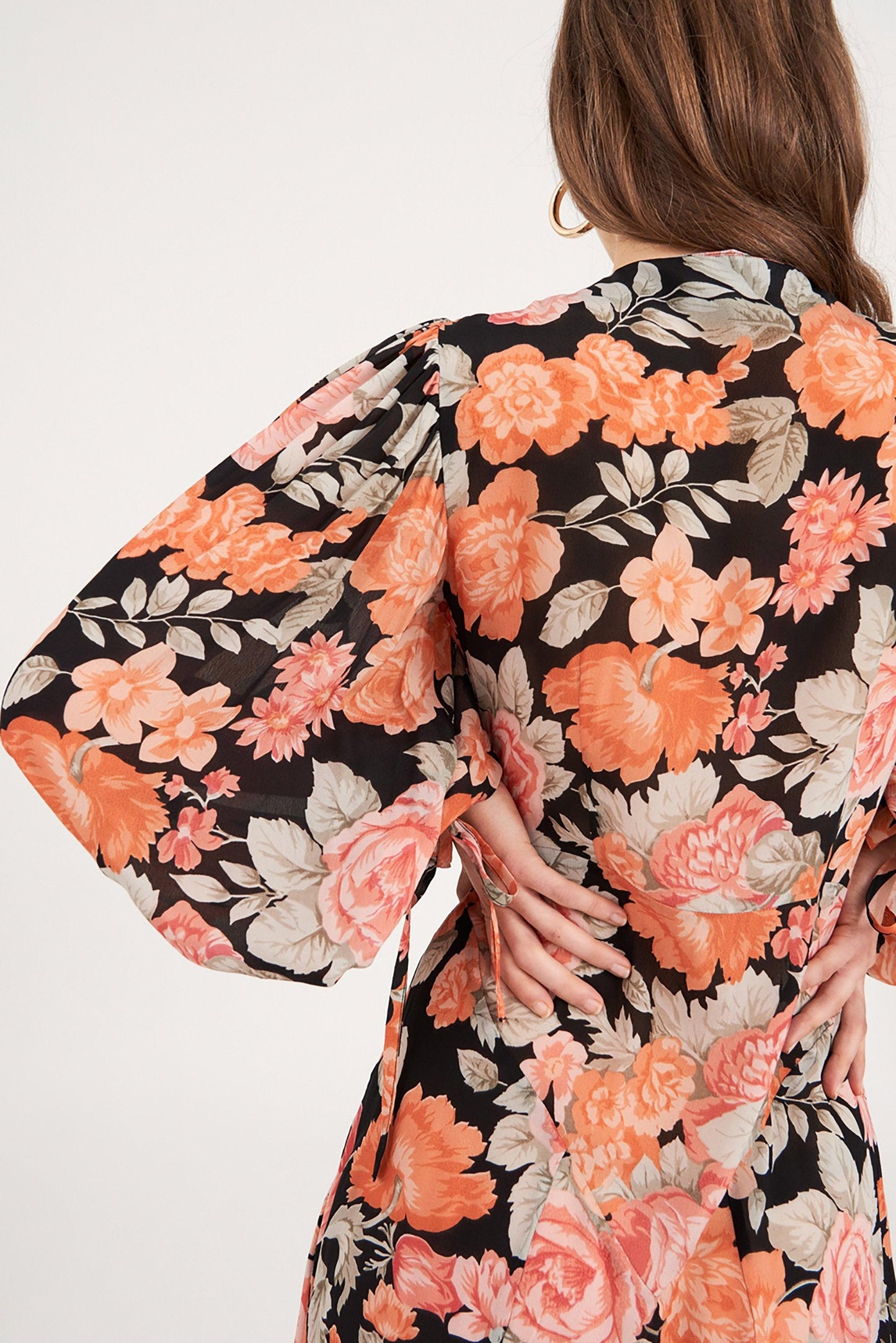 Camille Floral Print Maxi Dress - Black