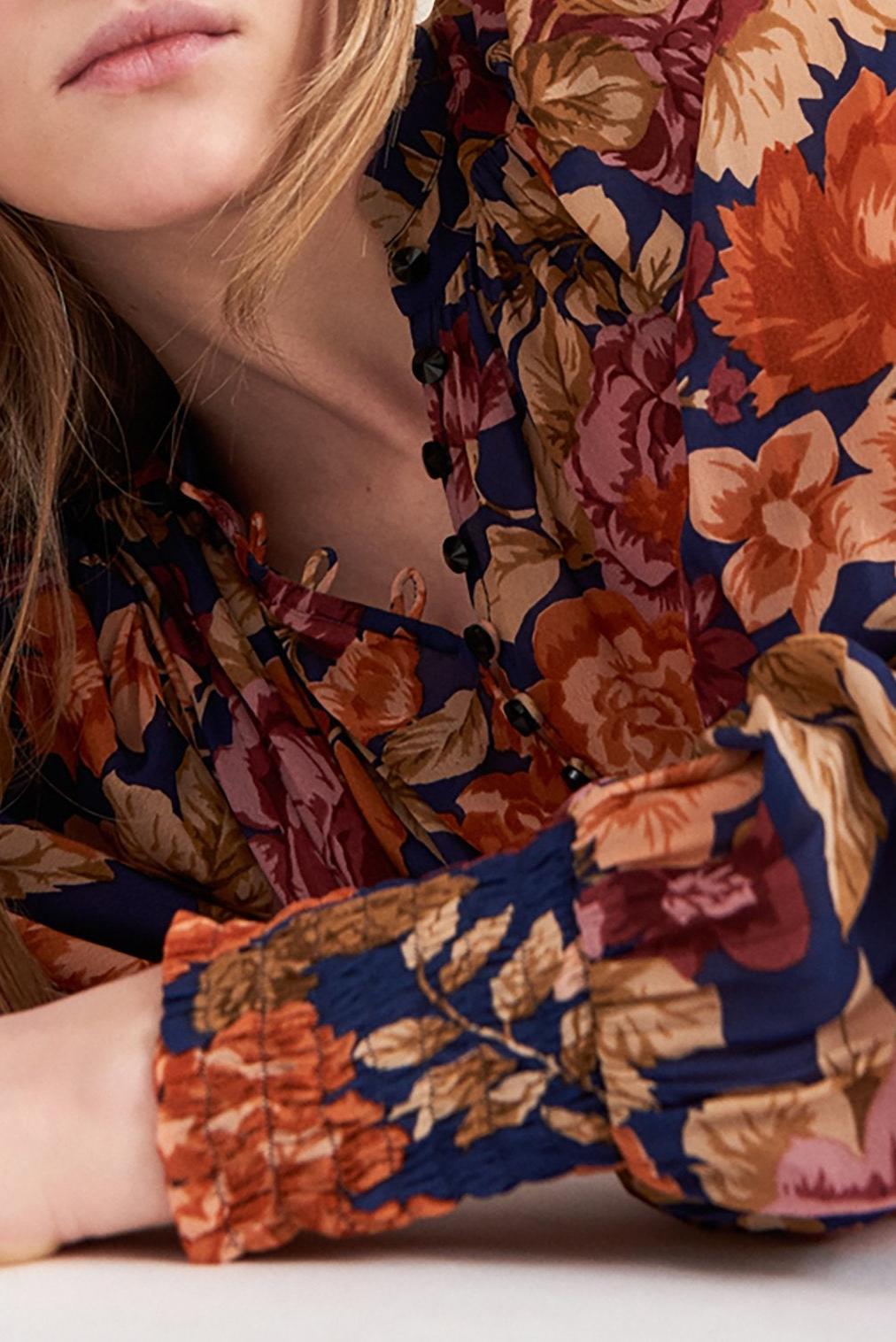 Camille Floral Print Dress - Navy Blue