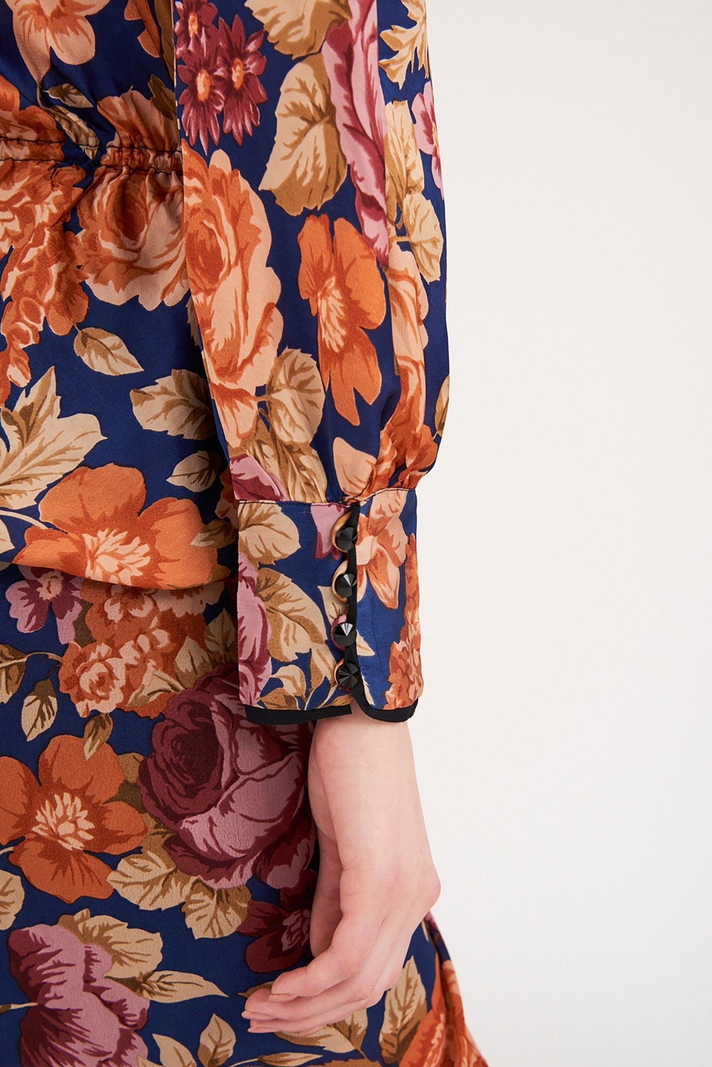 Camille Floral Print Dress - Black