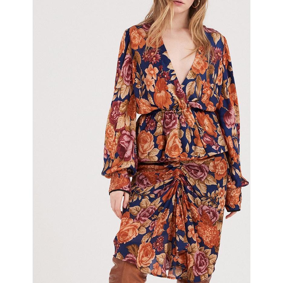 Camille Wrap Blouse - Navy Blue