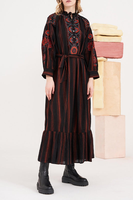 Cami Embroidered Maxi Dress - Black