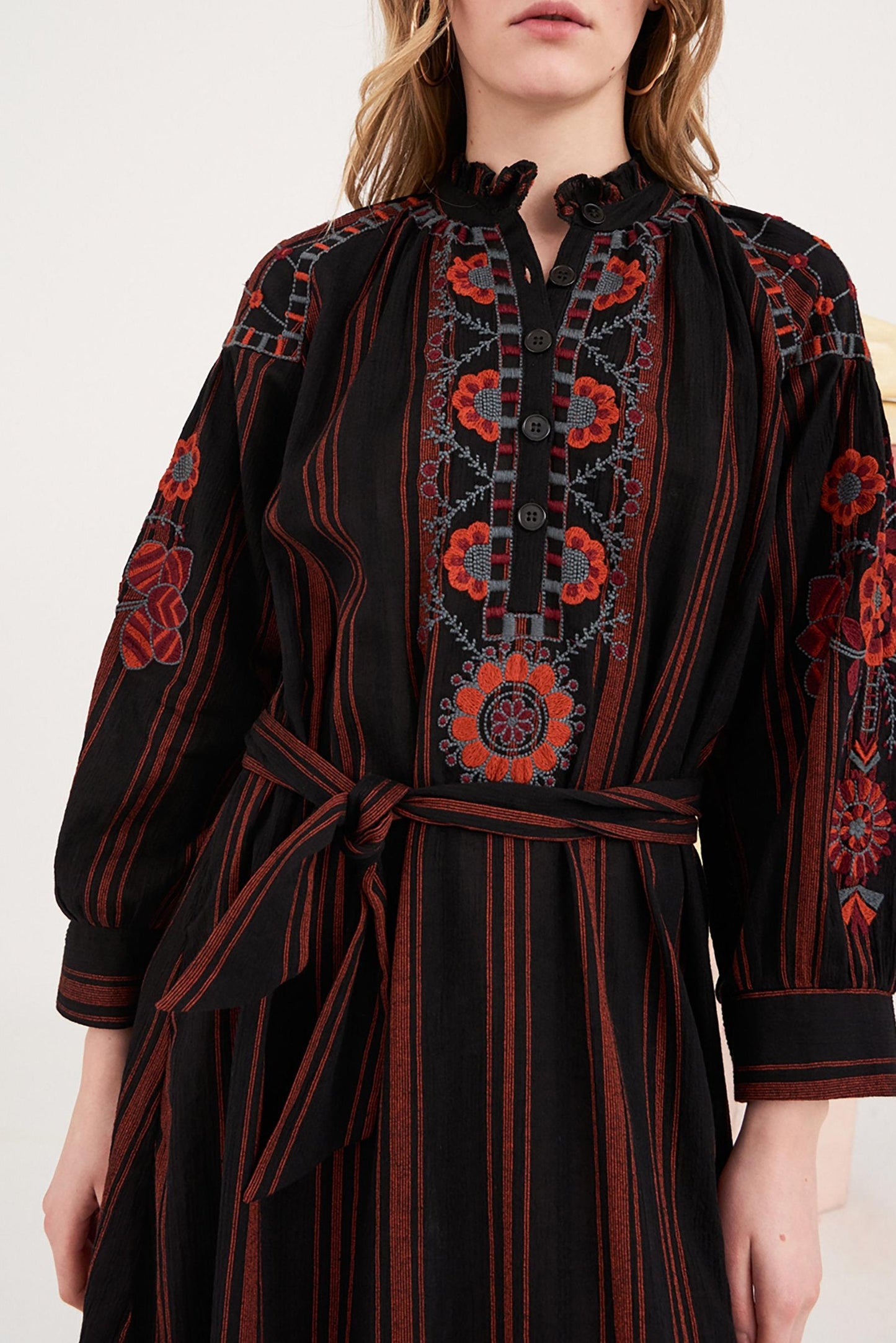 Cami Embroidered Maxi Dress - Black