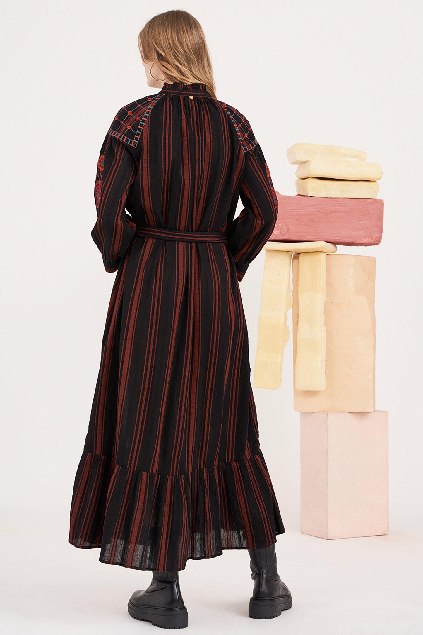 Cami Embroidered Maxi Dress - Black