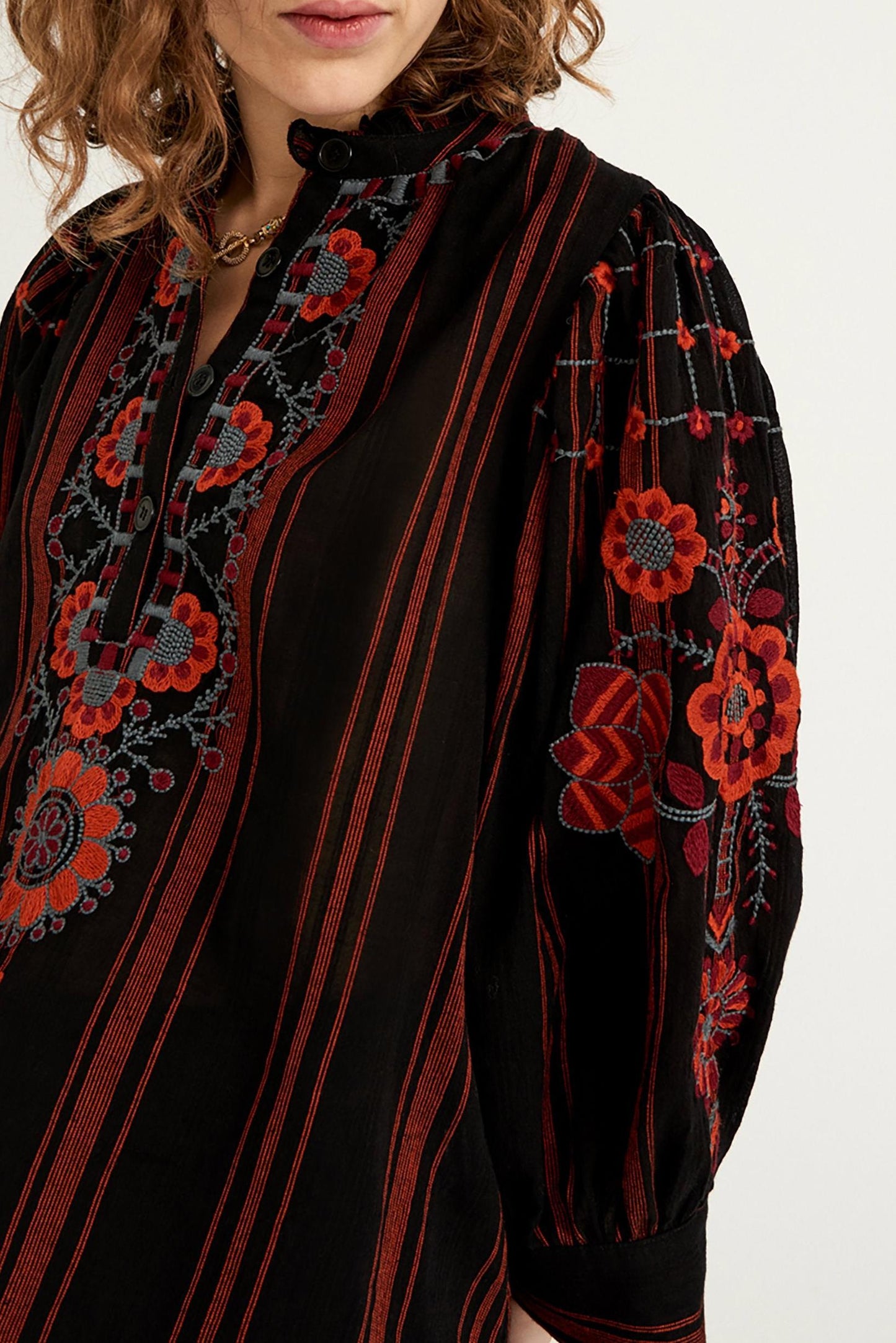 Cami Embroidered Blouse - Black