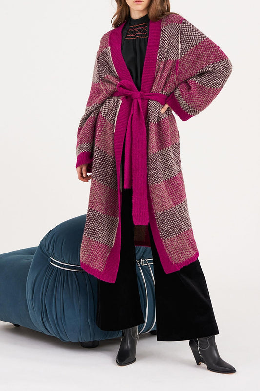 Arthur Alpaca Long Cardigan - Pink