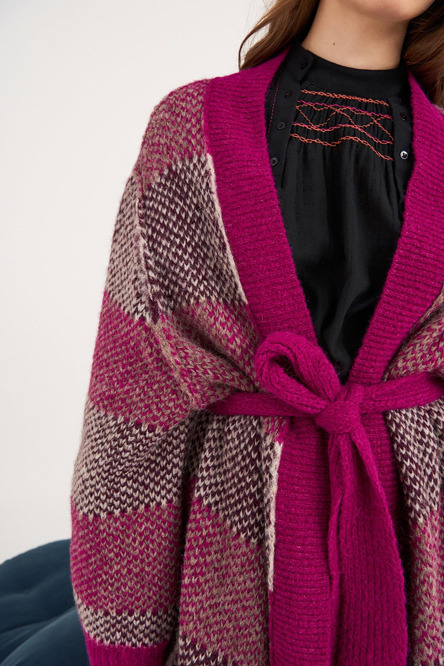 Arthur Alpaca Long Cardigan - Pink