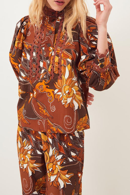 Ramba Puff-Sleeve Poplin Blouse