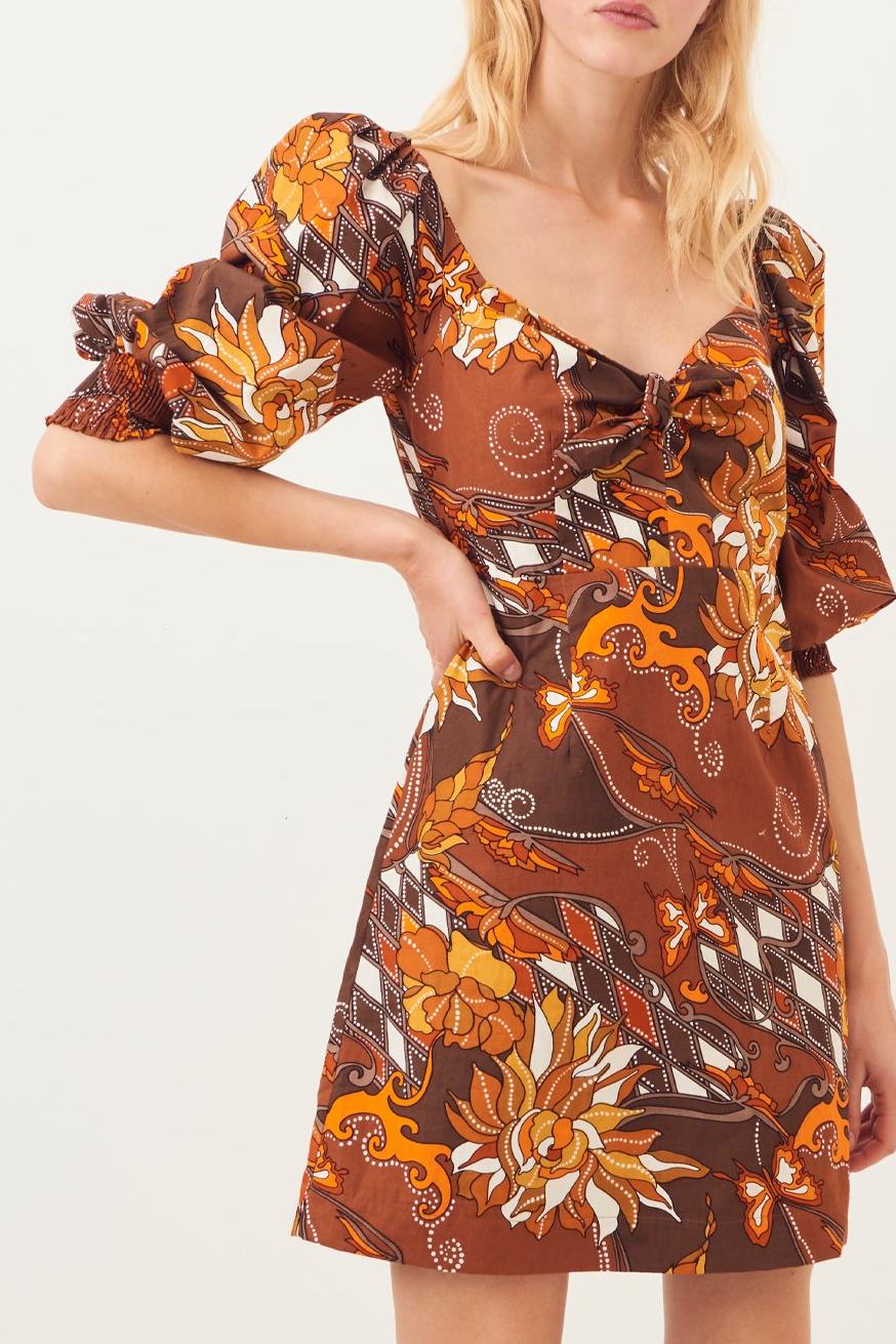 Ramba Puff-Sleeve Poplin Mini Dress