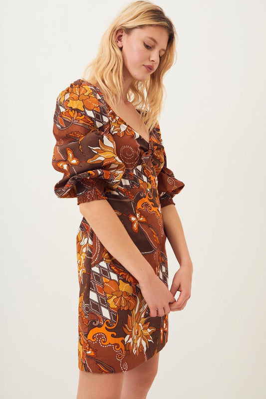 Ramba Puff-Sleeve Poplin Mini Dress