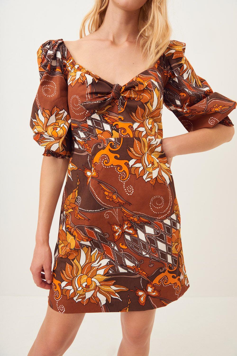 Ramba Puff-Sleeve Poplin Mini Dress