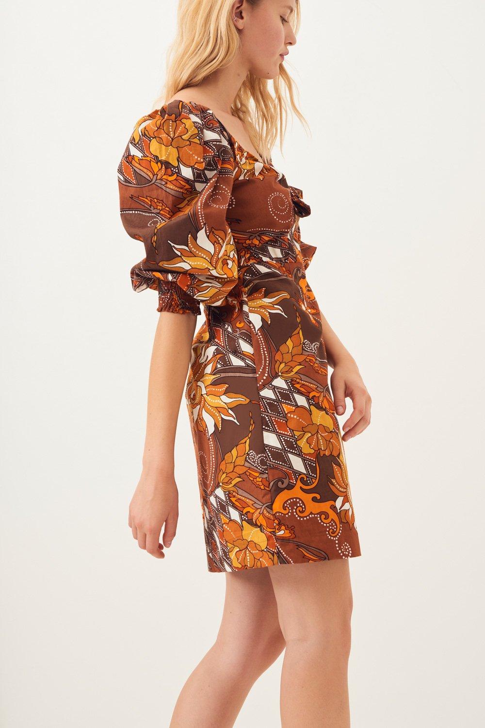 Ramba Puff-Sleeve Poplin Mini Dress