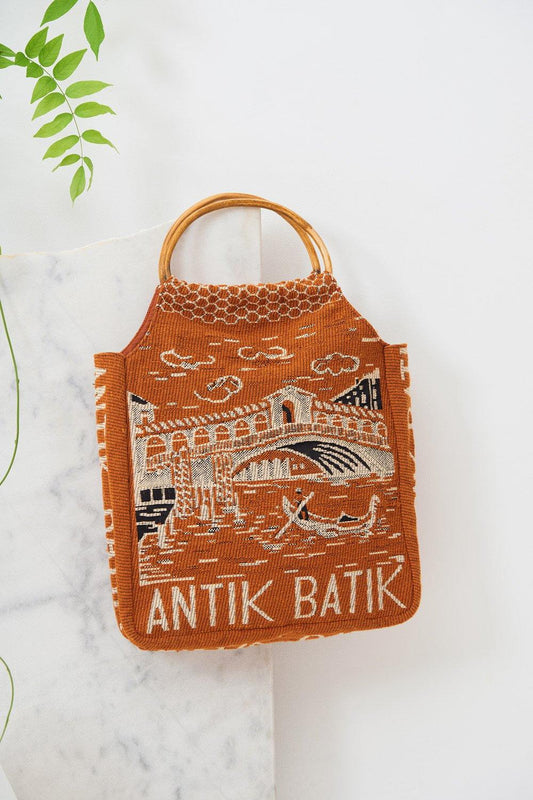 Venezia Woven Handbag - Orange