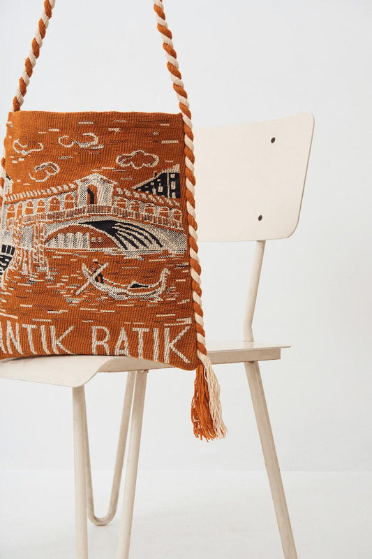 Venezia Woven Shoulder Bag - Orange