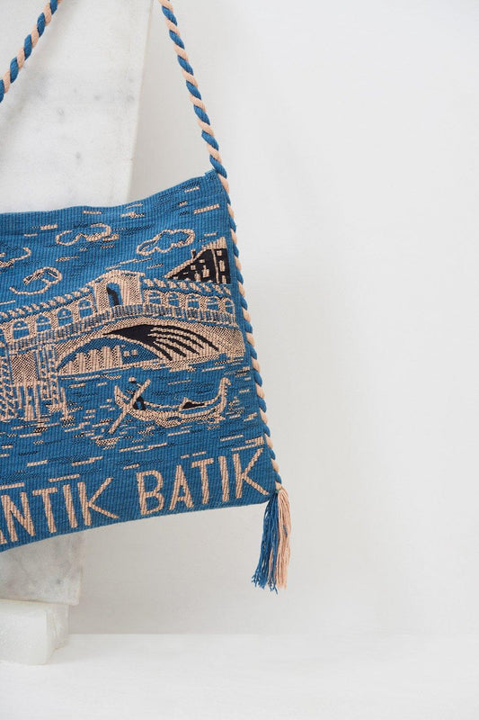 Venezia Woven Shoulder Bag - Blue