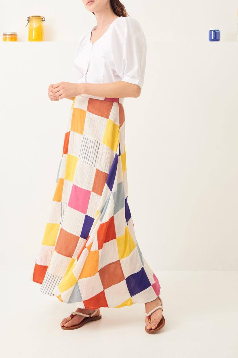 Vaza Flowing Patchwork Maxi Skirt