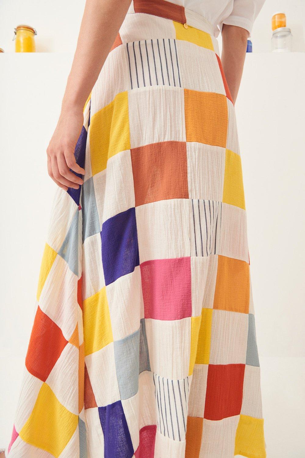 Vaza Flowing Patchwork Maxi Skirt