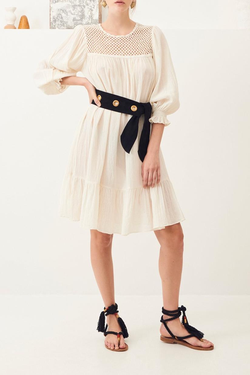 Usher Flowing Openwork Mini Dress