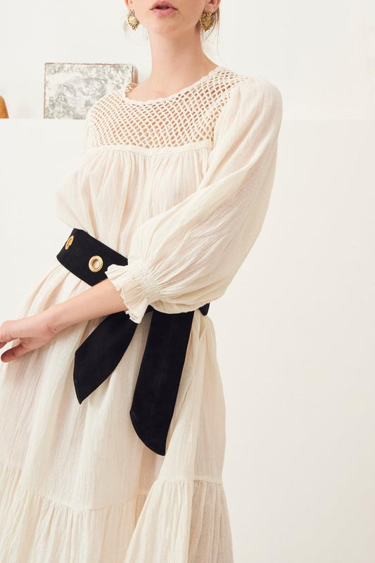 Usher Flowing Openwork Mini Dress