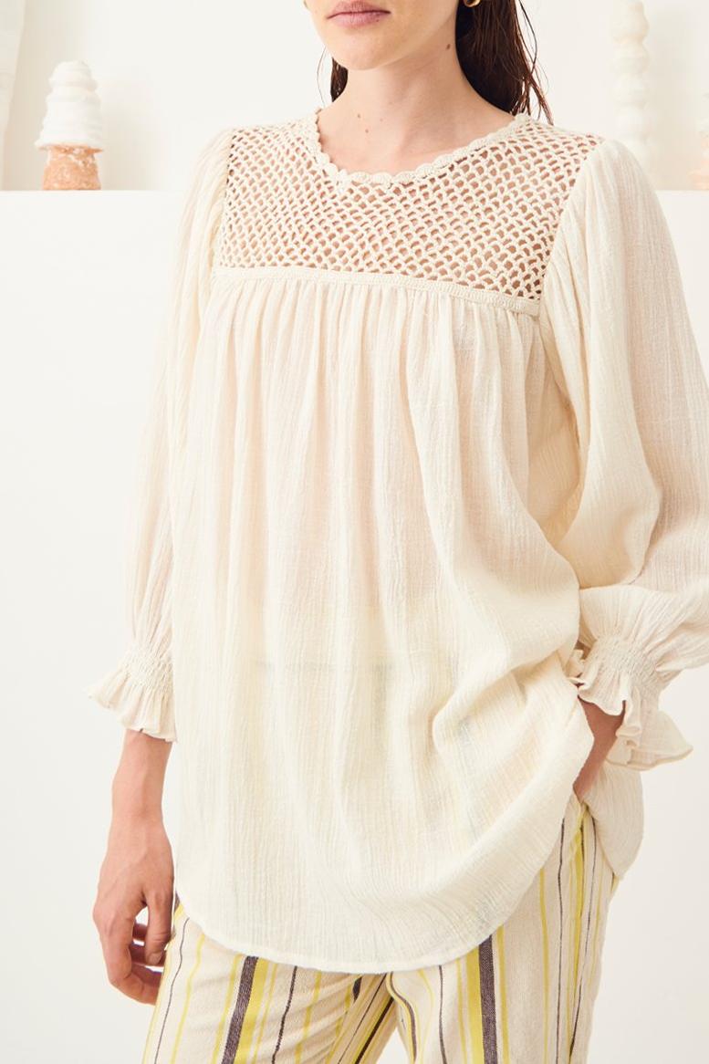 Usher Flowing Openwork Blouse