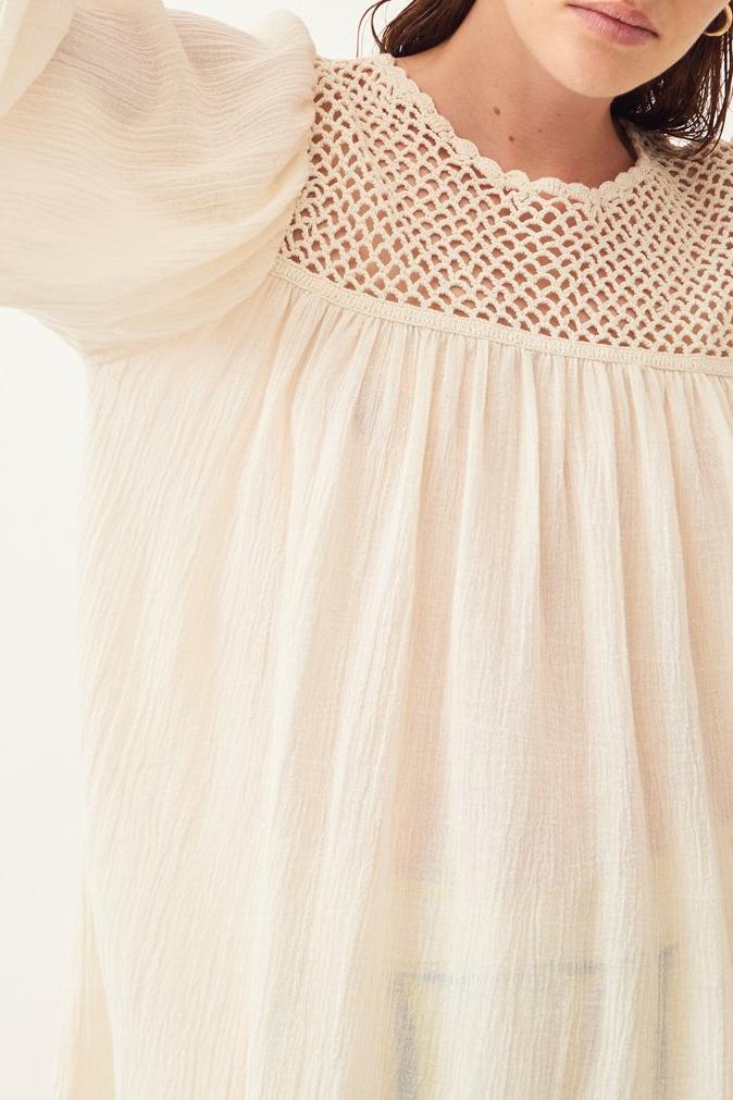 Usher Flowing Openwork Blouse