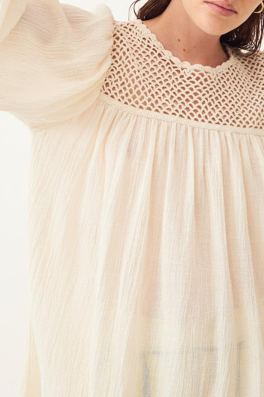 Usher Flowing Openwork Blouse