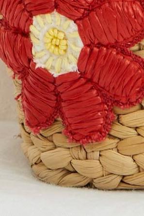 Yuke Straw Tote Bag - Red