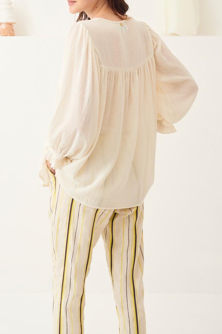 Usher Flowing Openwork Blouse