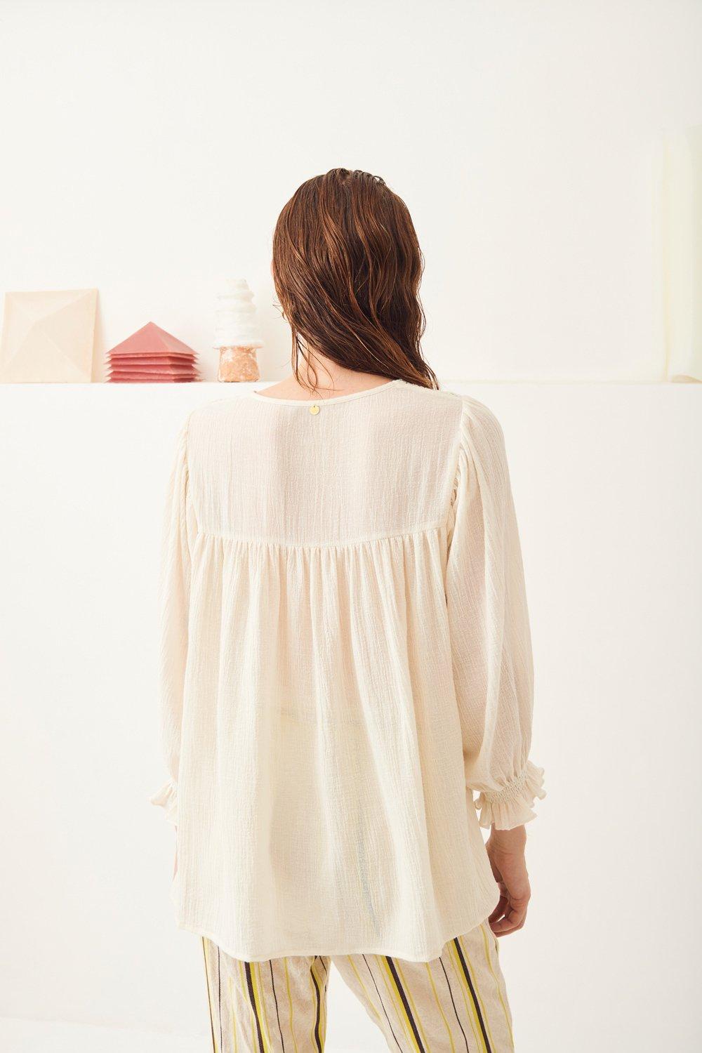 Usher Flowing Openwork Blouse