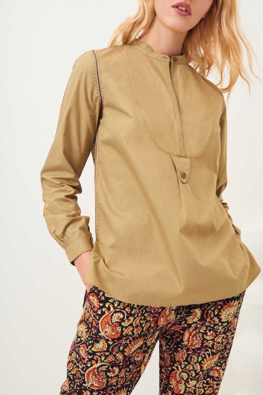 Tany Poplin Blouse - Khaki