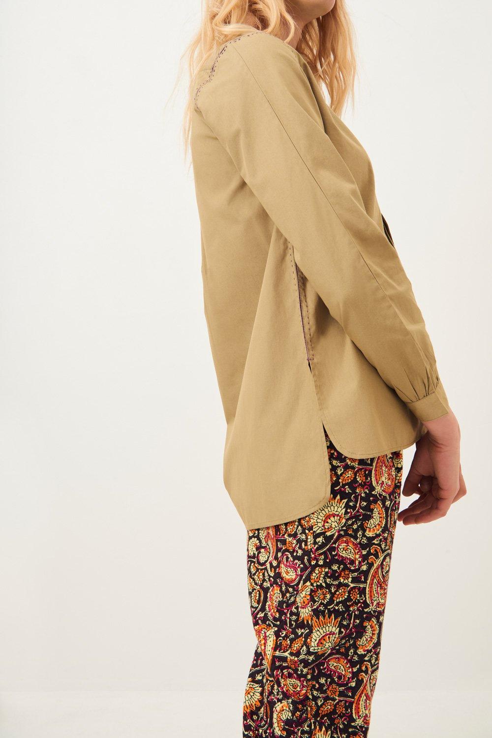 Tany Poplin Blouse - Khaki