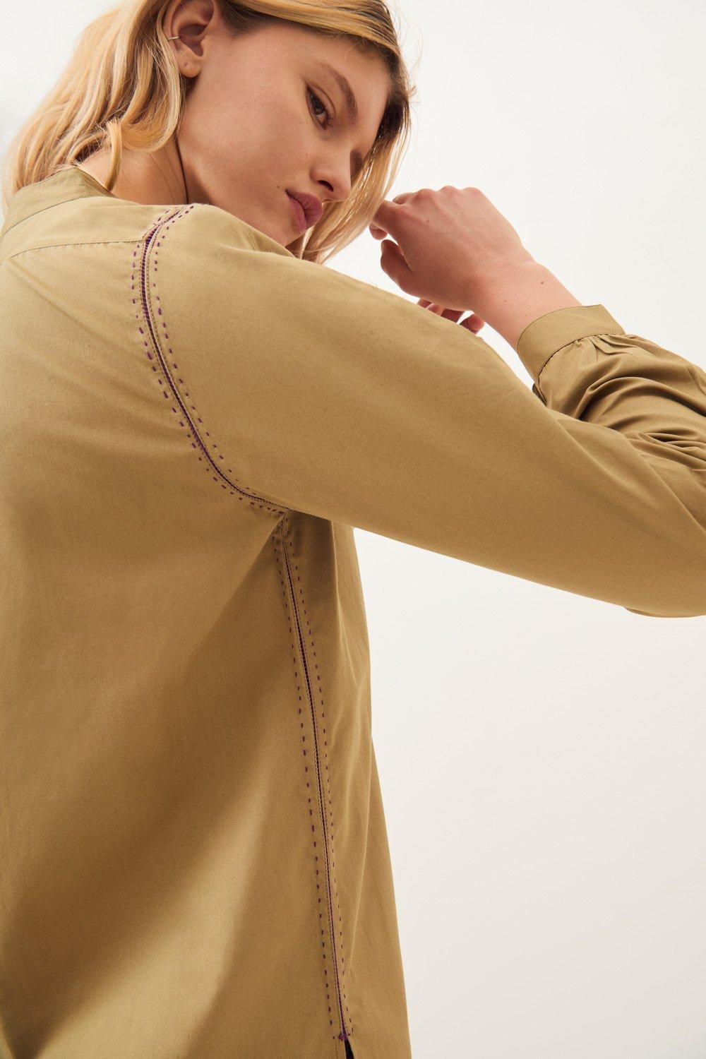 Tany Poplin Blouse - Khaki