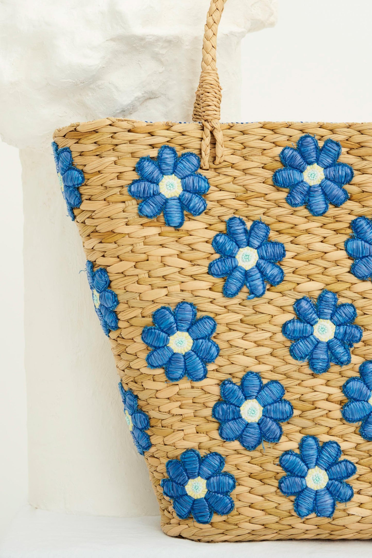 Yuke Straw Tote Bag - Blue