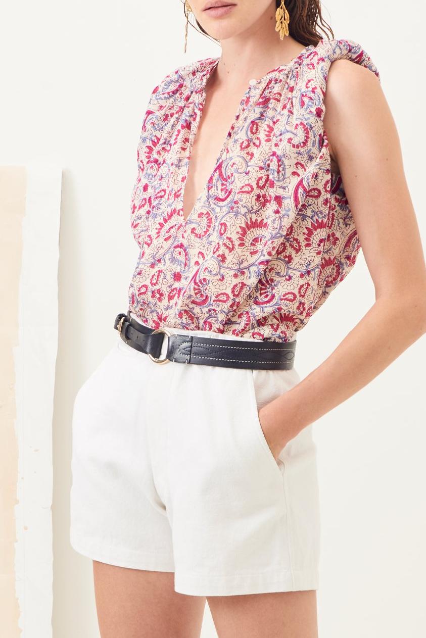 Ronan High-Waisted Cotton Shorts - White