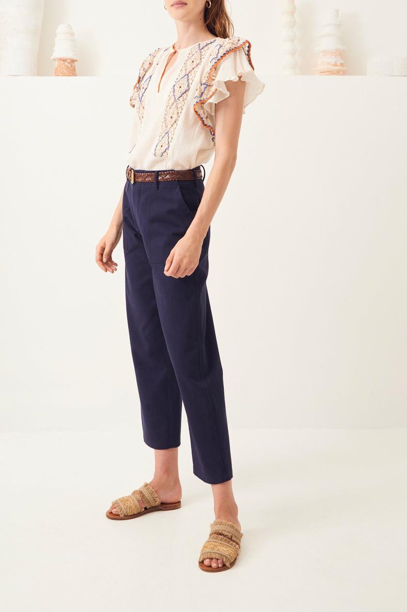 Ronan Cotton Chino Pants - Navy Blue