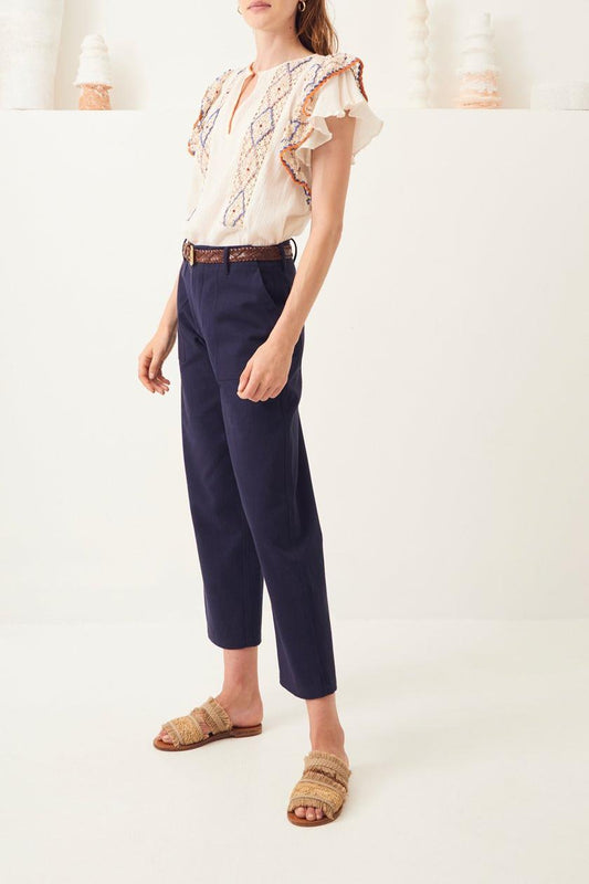 Ronan Cotton Chino Pants - Navy Blue