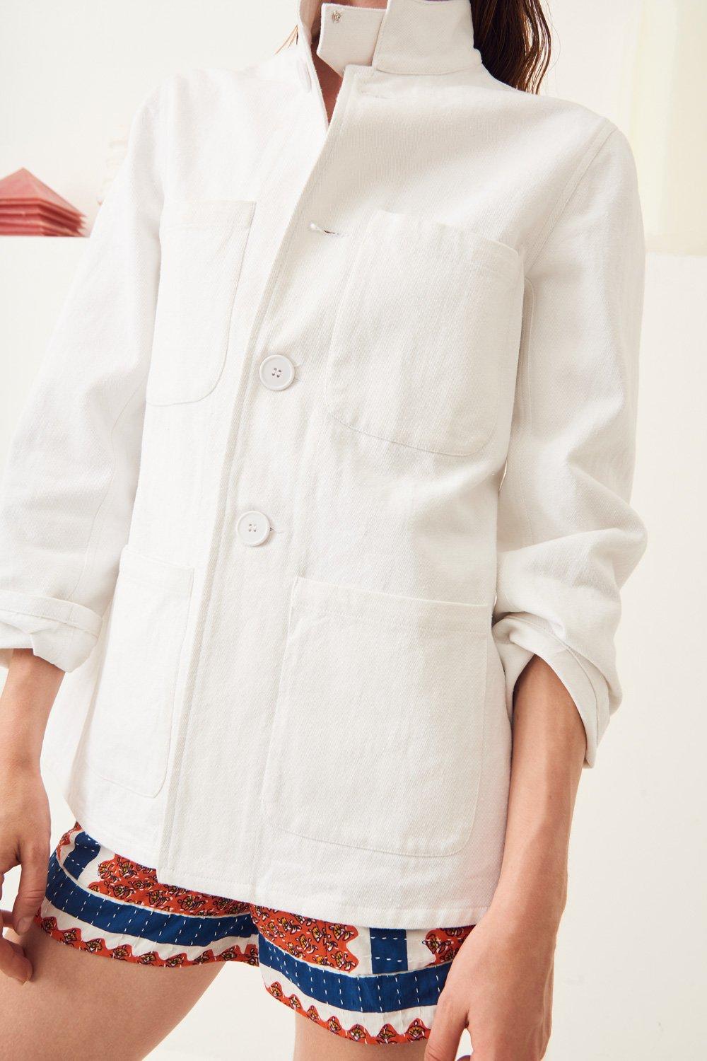 Chaqueta Ronan de algodón de inspiración militar - Blanca