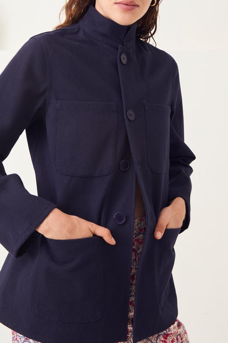 Ronan Military-Inspired Cotton Jacket - Navy Blue