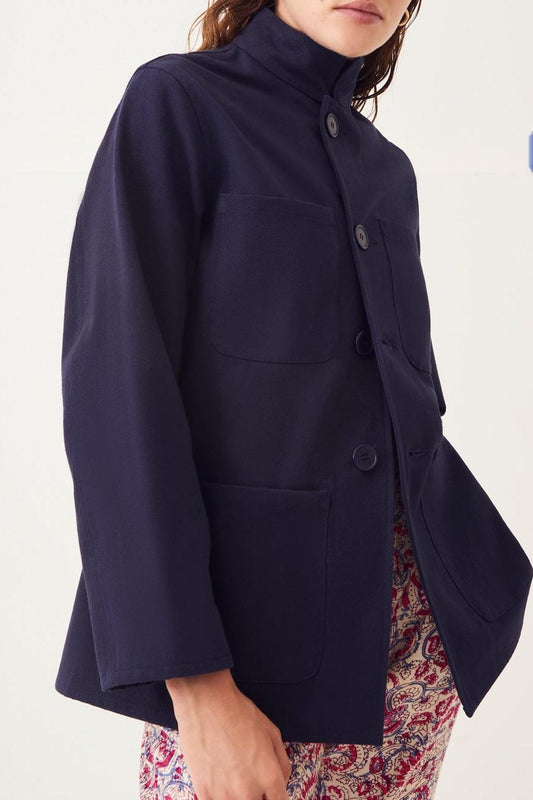 Ronan Military-Inspired Cotton Jacket - Navy Blue