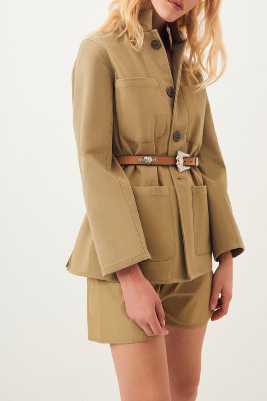 Ronan Military-Inspired Cotton Jacket - Khaki