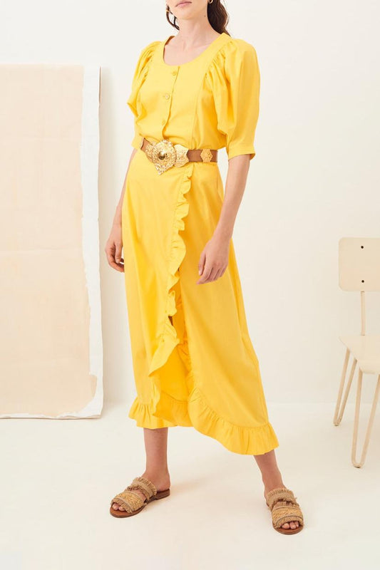 Popy Slitted Maxi Skirt - Yellow