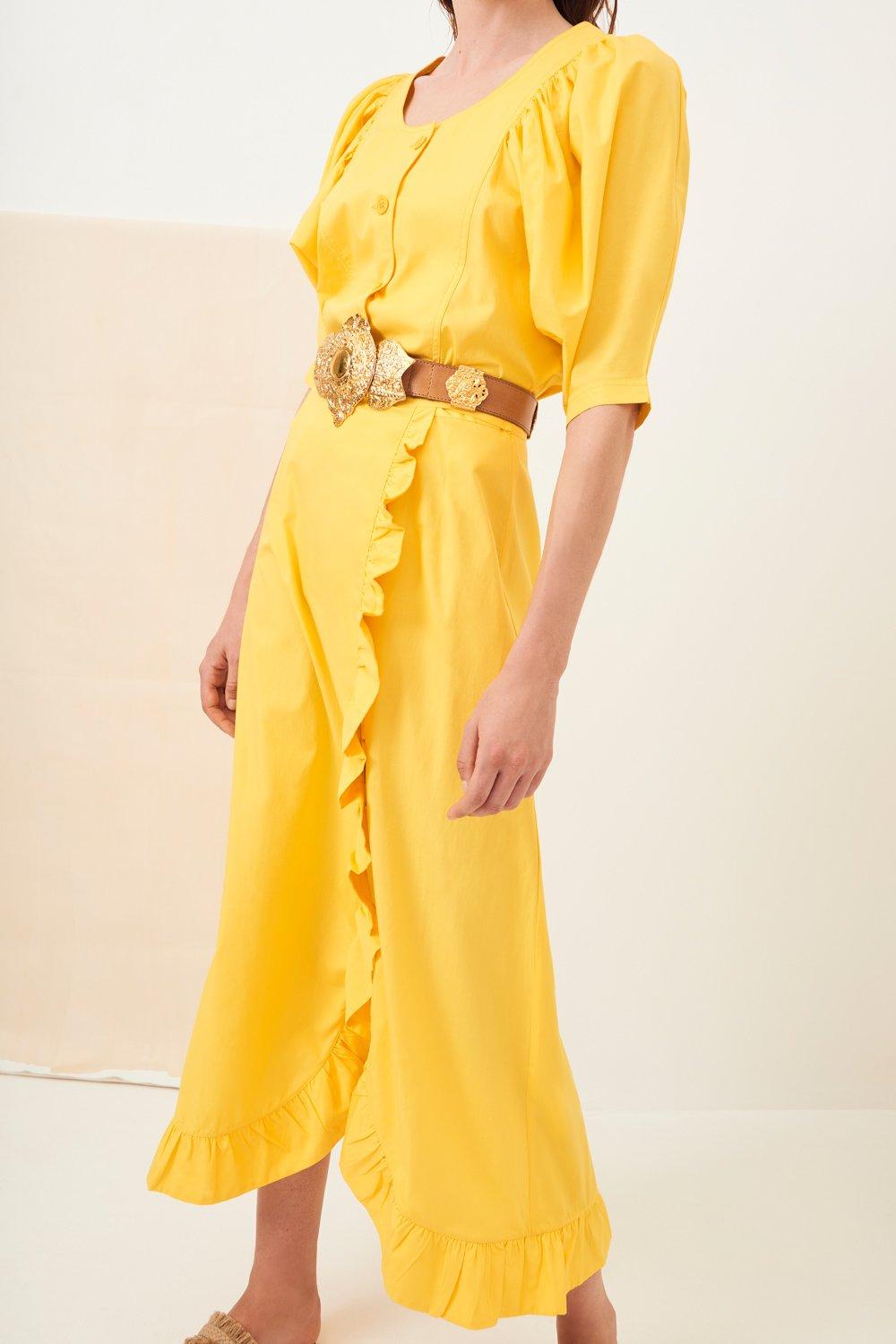 Popy Slitted Maxi Skirt - Yellow